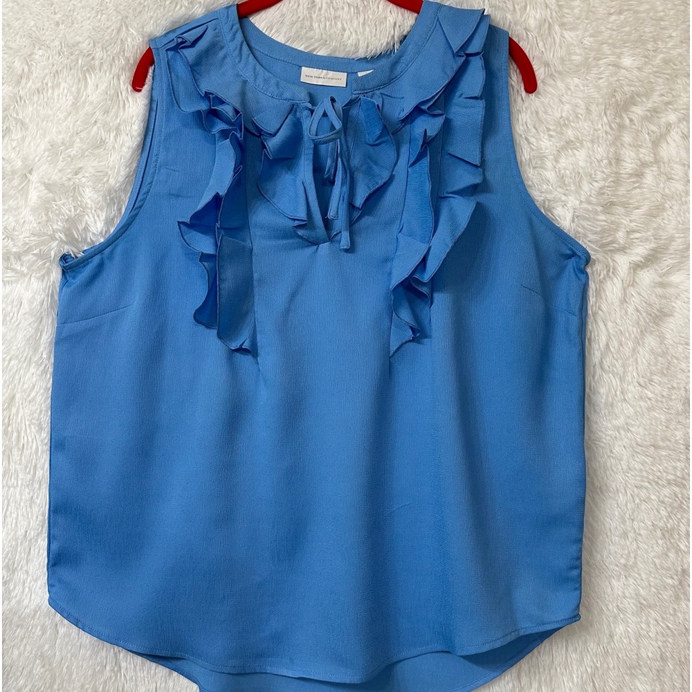 New York and Company Sleeveless Ruffle Blouse